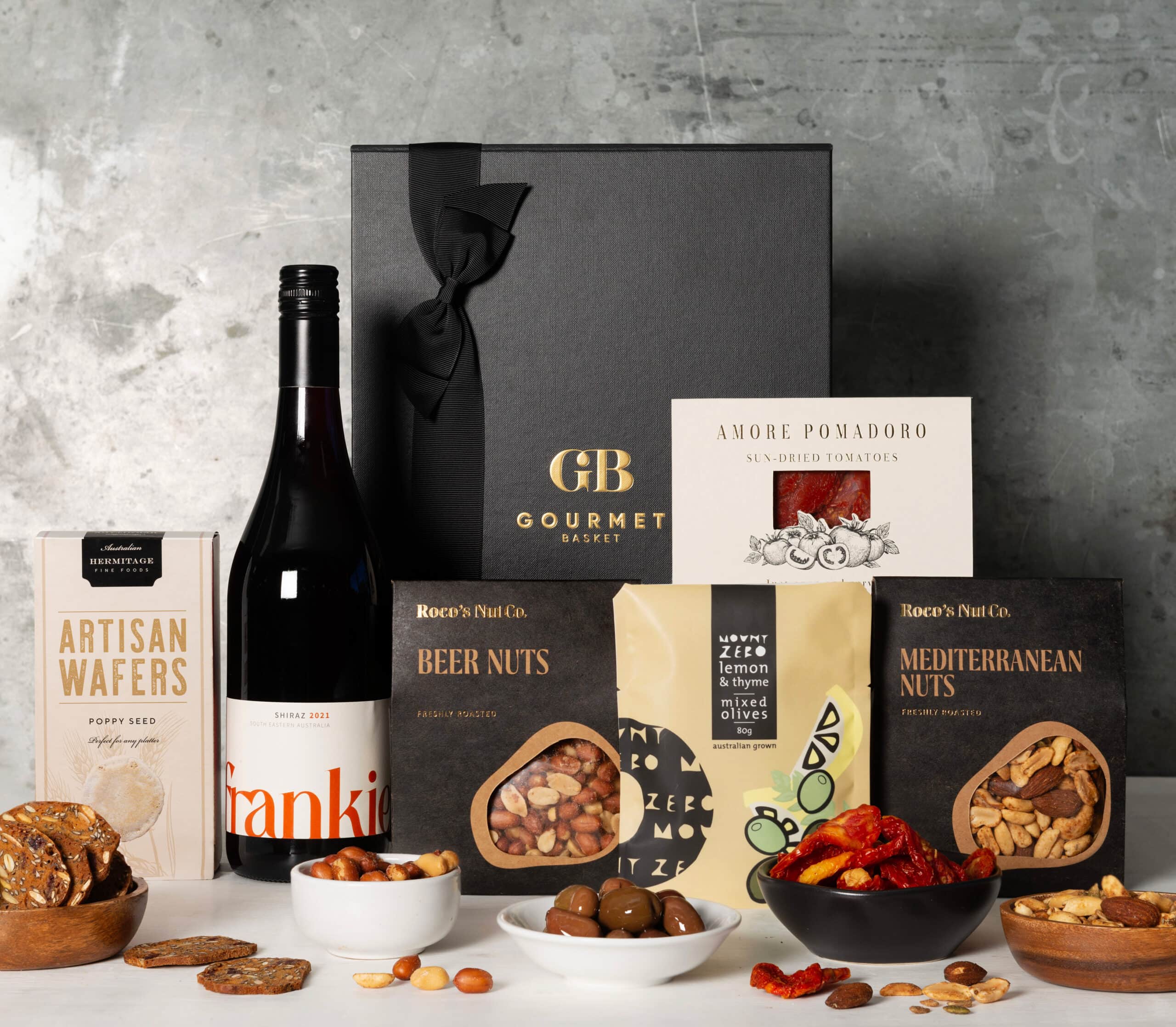 Gourmet Basket premium gift hamper with wine, chocolates and gourmet treats